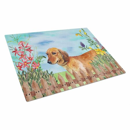 CAROLINES TREASURES Dachshund Spring Glass Cutting Board, Large CK1214LCB